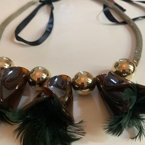 Marni Statement Necklace with Feathers
